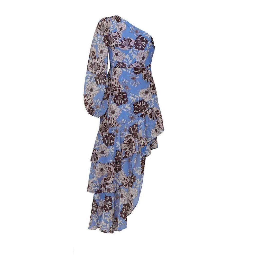 Alexis Abanna Tiered One-shoulder Hi-low Dress Size Medium MSRP: $645